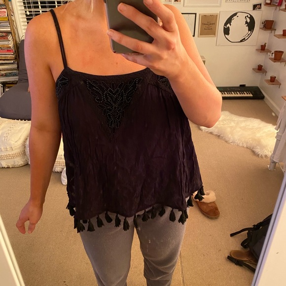 Beautiful tassel and beaded tank! - Picture 1 of 3